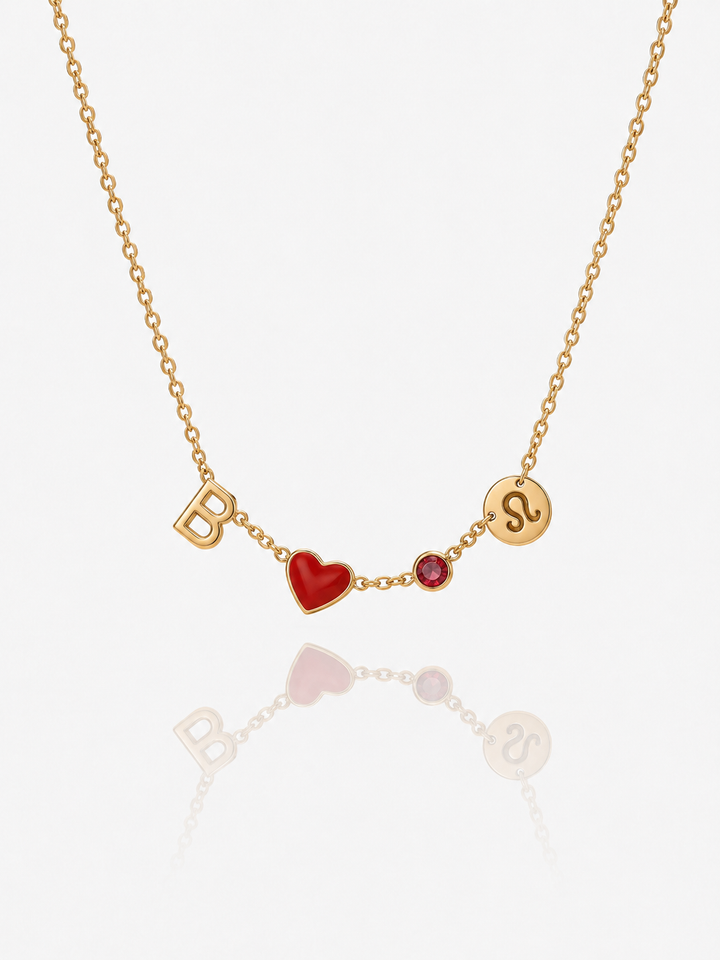 HEART-SHAPED INITIAL NECKLACE