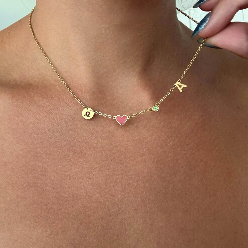 HEART-SHAPED INITIAL NECKLACE