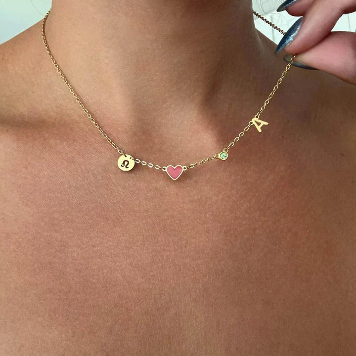 HEART-SHAPED INITIAL NECKLACE