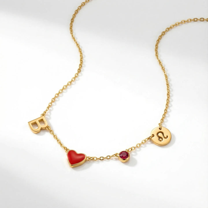 HEART-SHAPED INITIAL NECKLACE