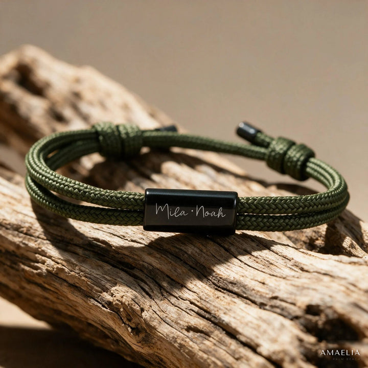 AXEL bracelet resting on driftwood