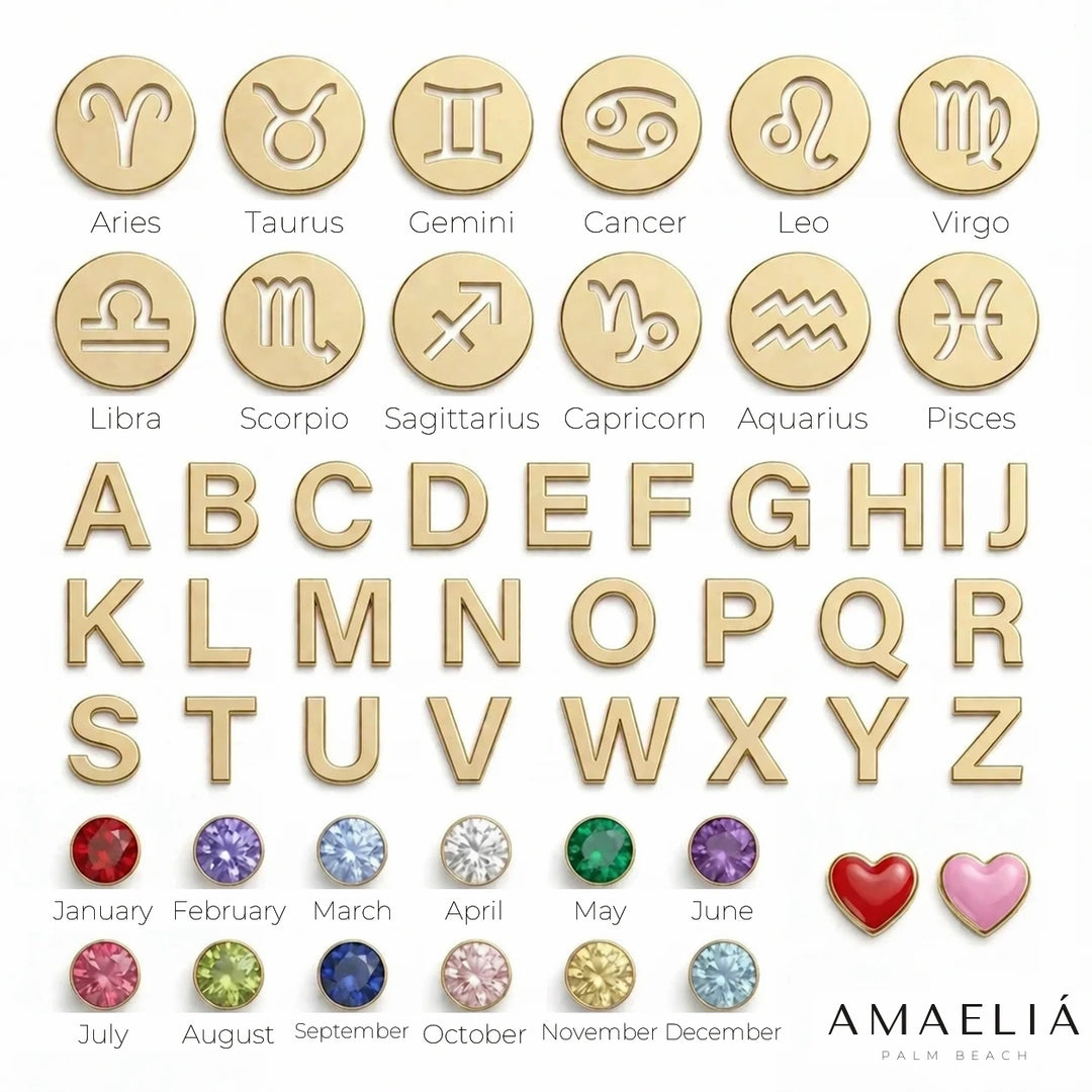 Zodiac signs, letters and birthstones you can choose
