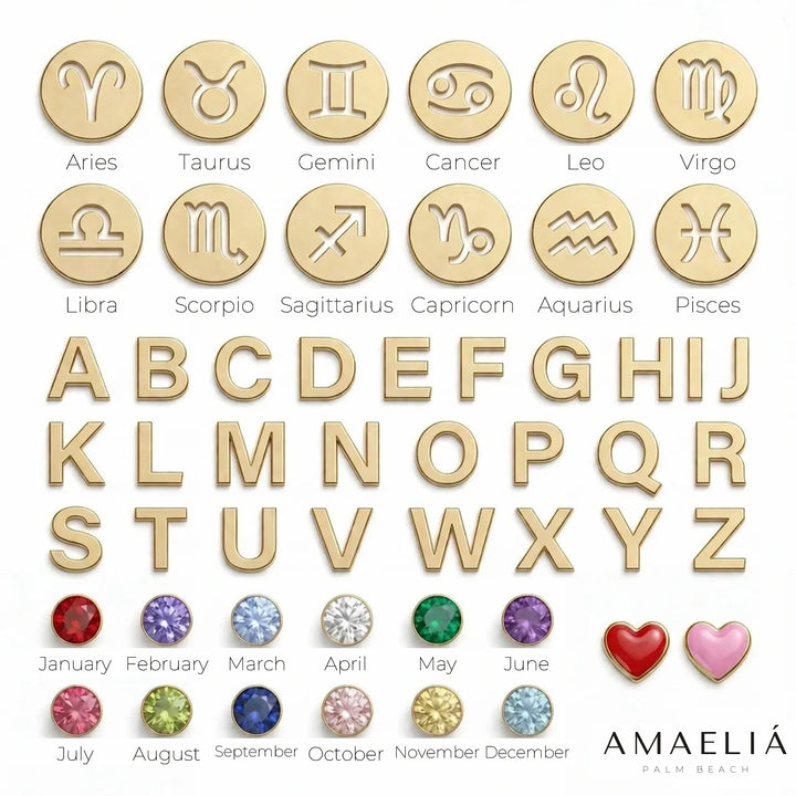 Zodiac signs, letters and birthstones you can choose