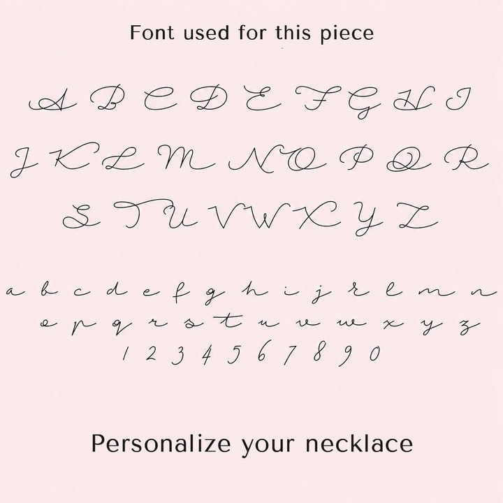 The font used for this necklace, shown as a full alphabet