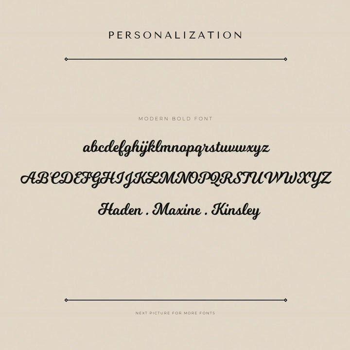 Personalization: the modern bold font shown as a full alphabet